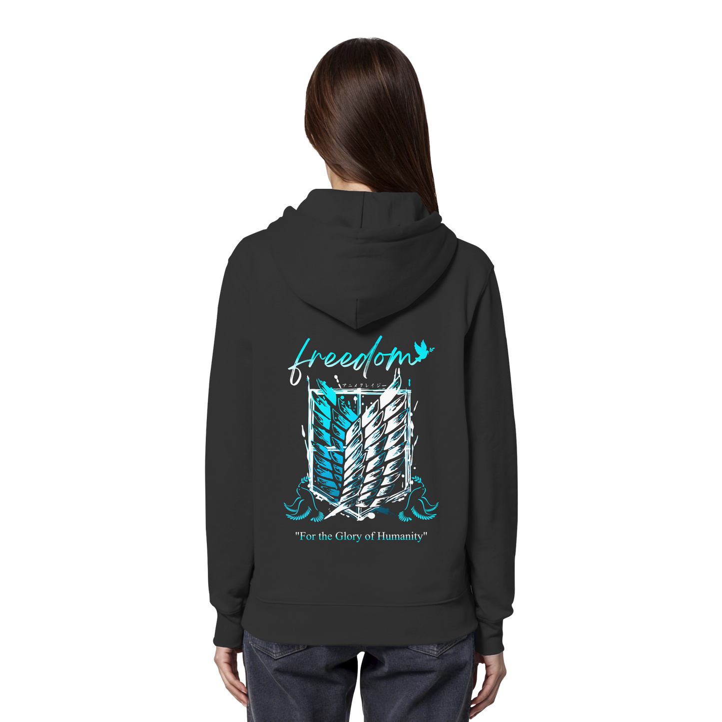 "Blue Rebellion - Wings Of Hope" Back Organic Classic Hoodie