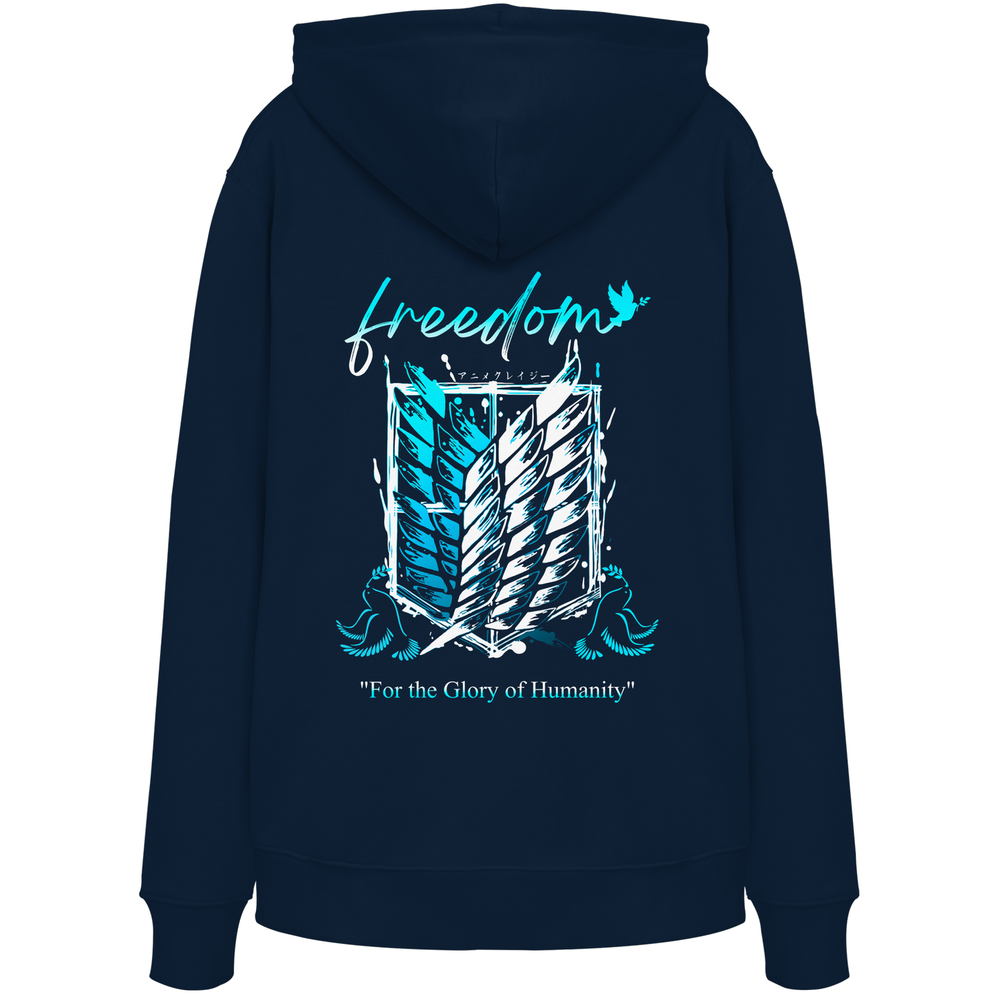 "Blue Rebellion - Wings Of Hope" Back Organic Classic Hoodie