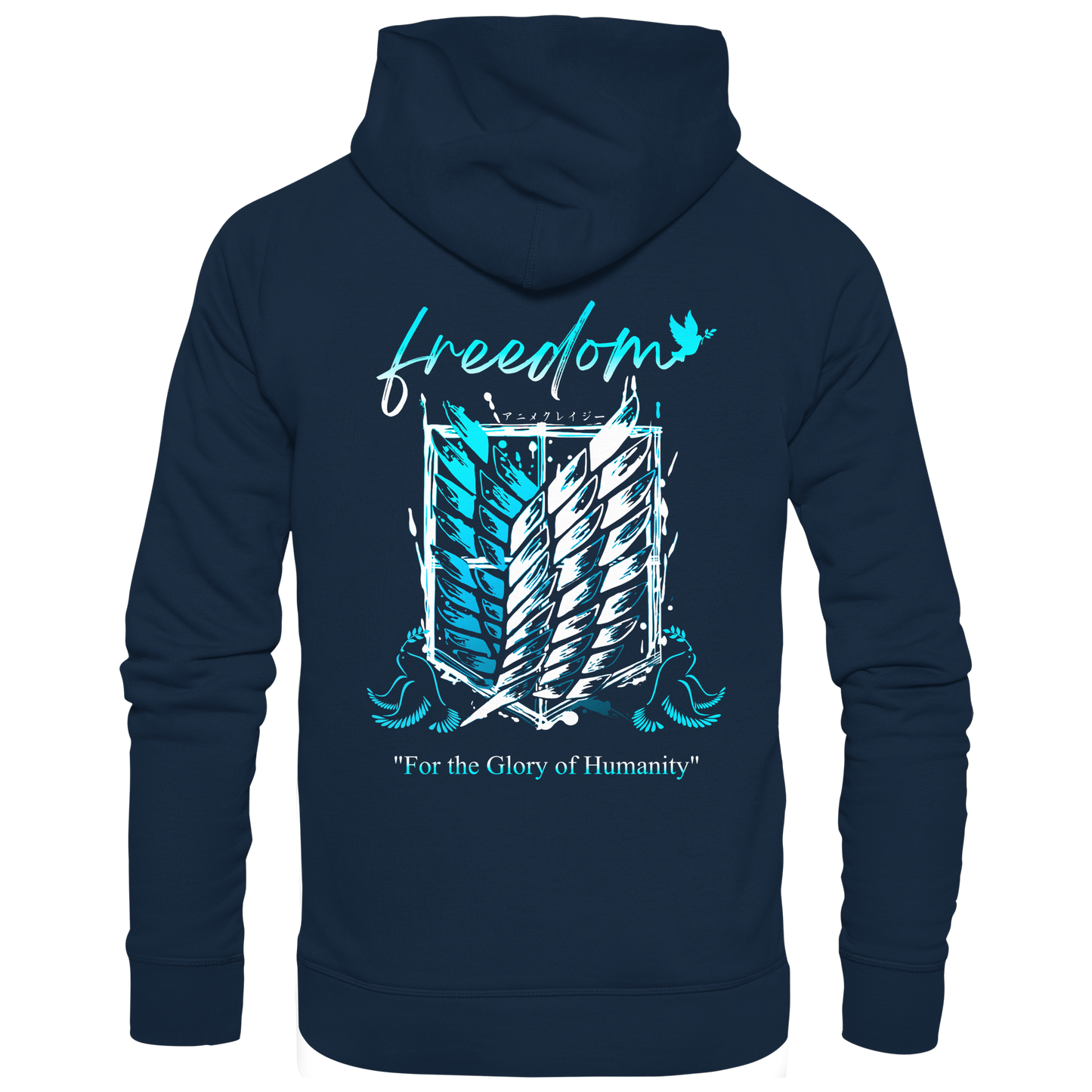 "Blue Rebellion - Wings Of Hope" Back Organic Classic Hoodie