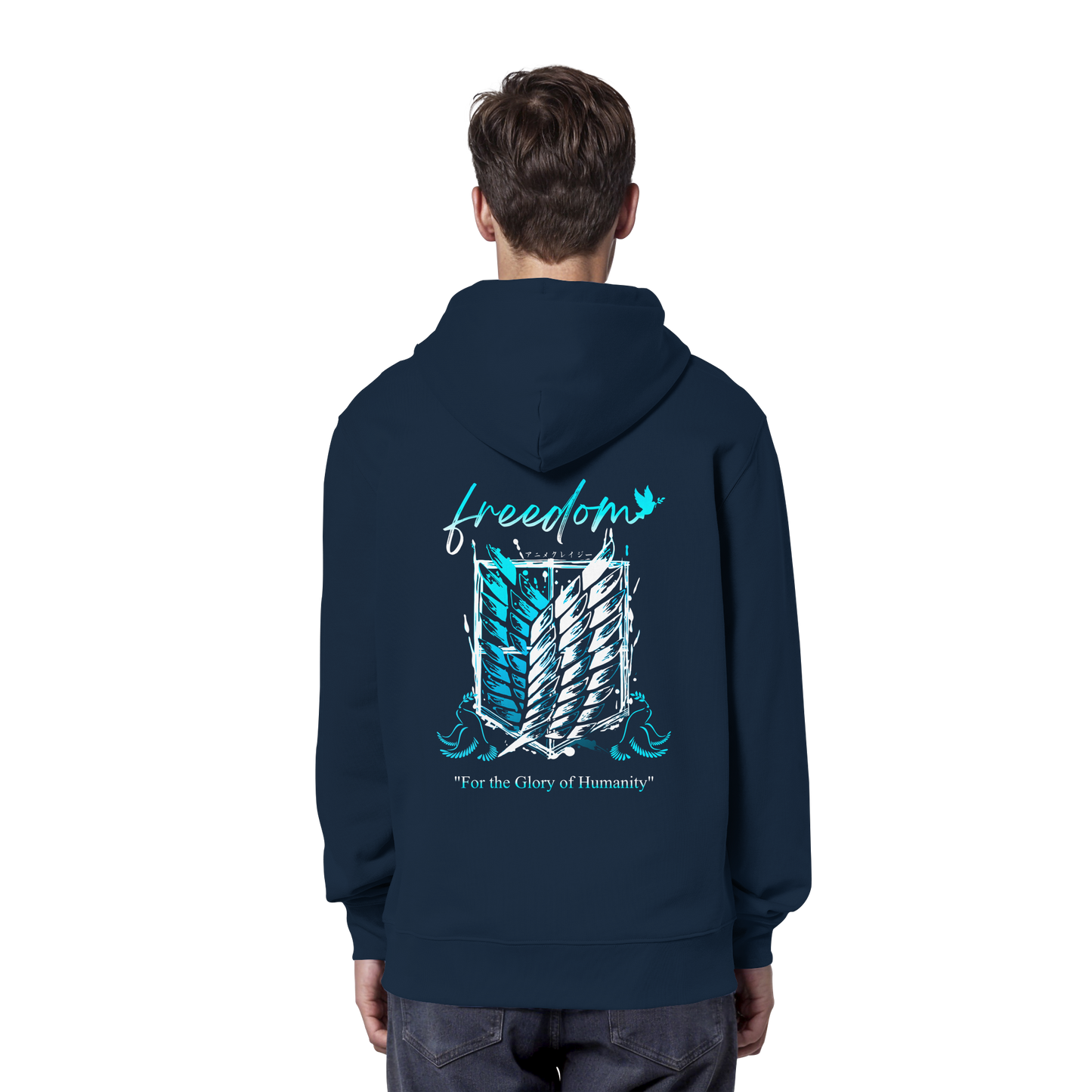 "Blue Rebellion - Wings Of Hope" Back Organic Classic Hoodie
