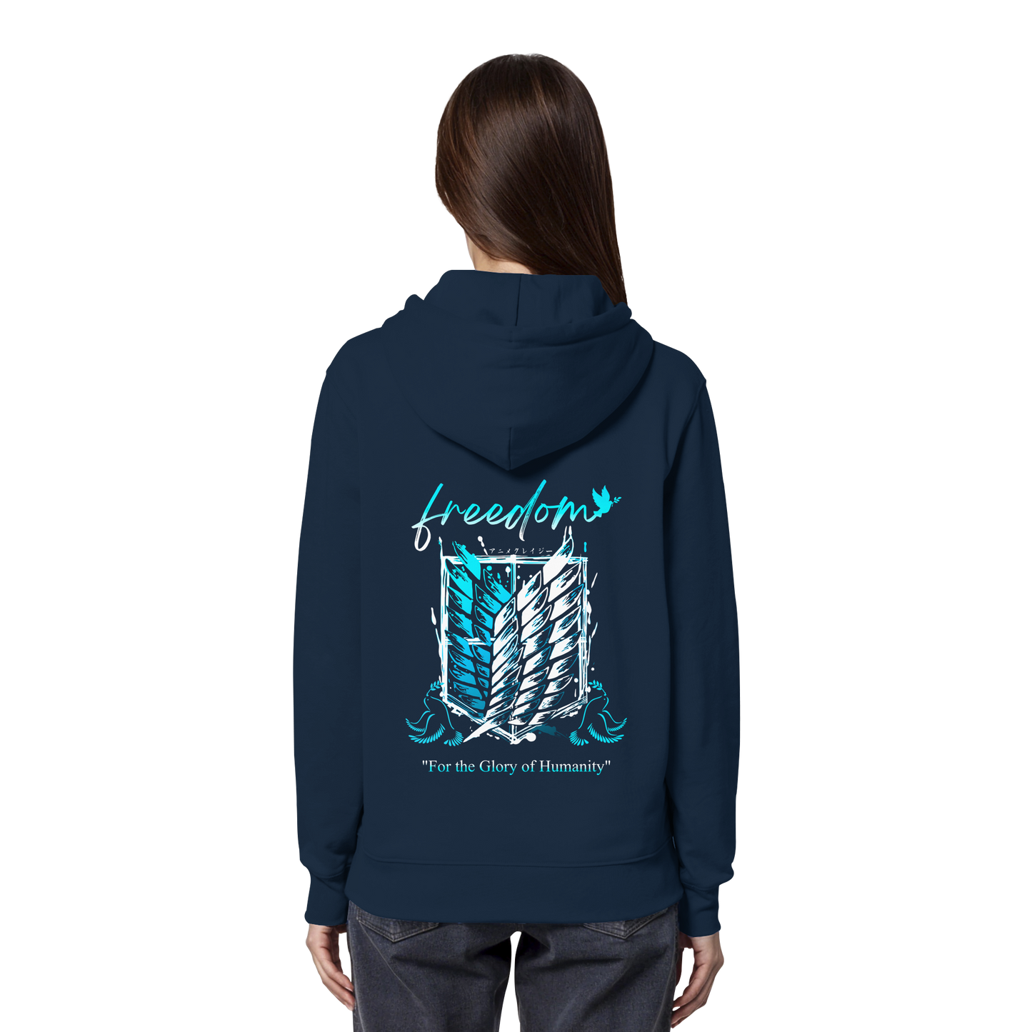 "Blue Rebellion - Wings Of Hope" Back Organic Classic Hoodie