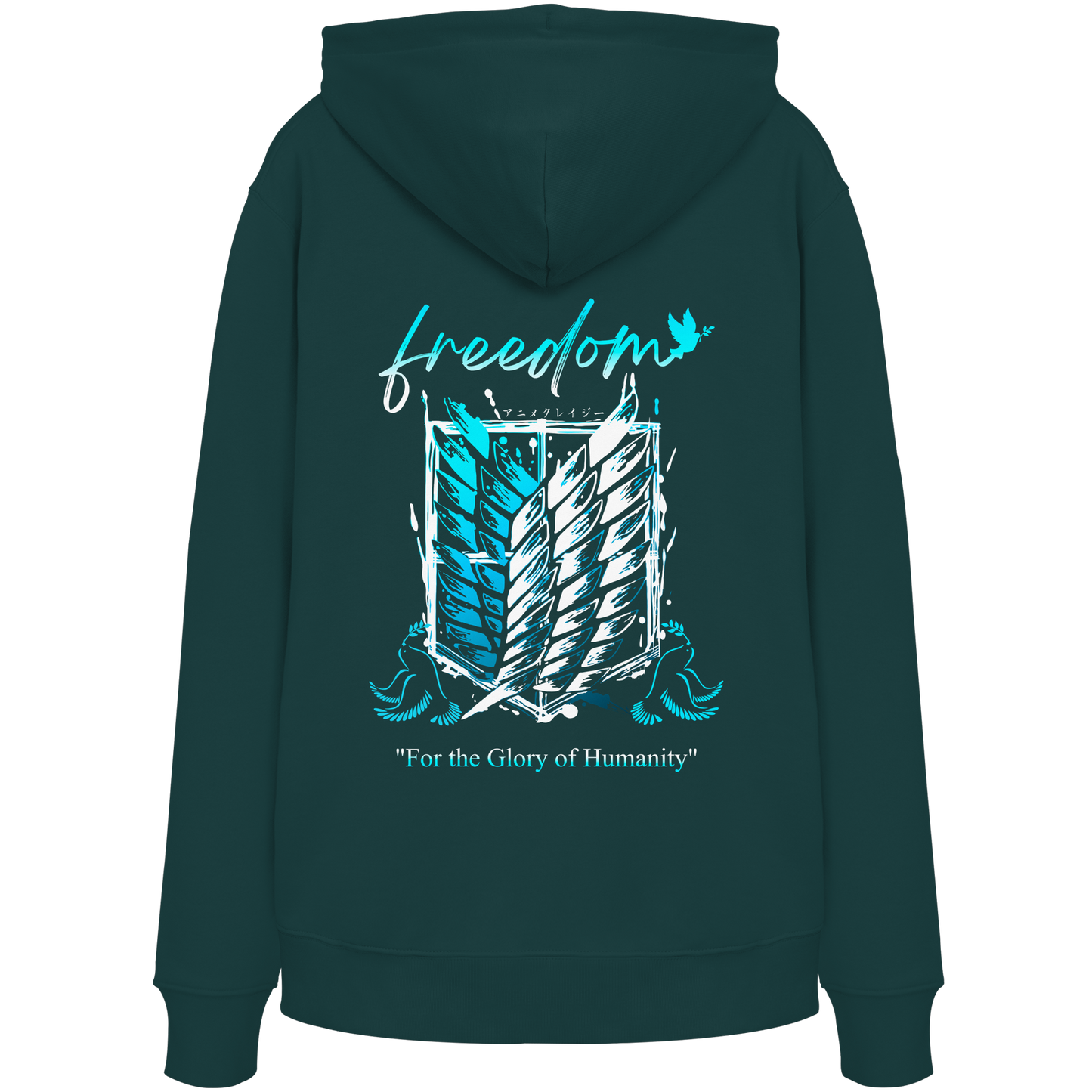"Blue Rebellion - Wings Of Hope" Back Organic Classic Hoodie