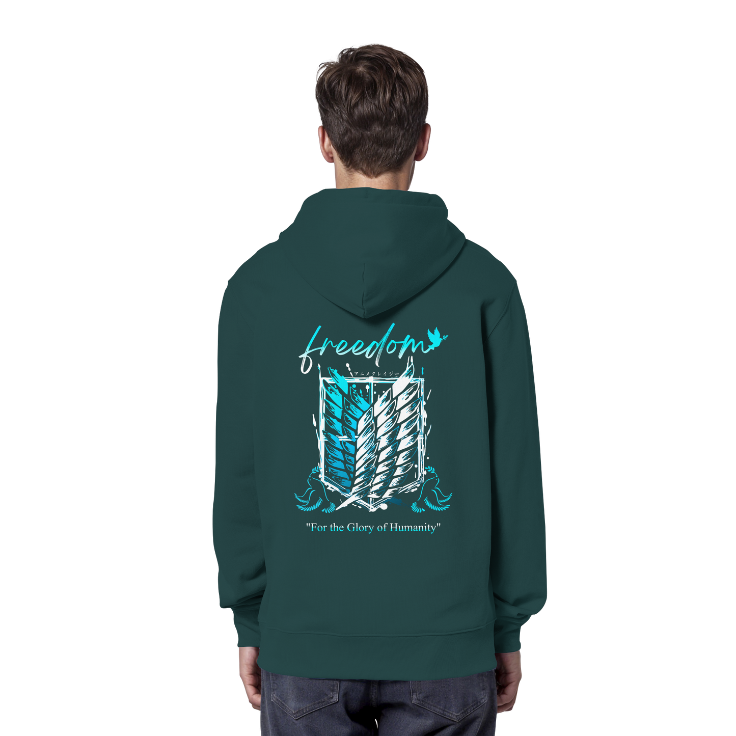"Blue Rebellion - Wings Of Hope" Back Organic Classic Hoodie