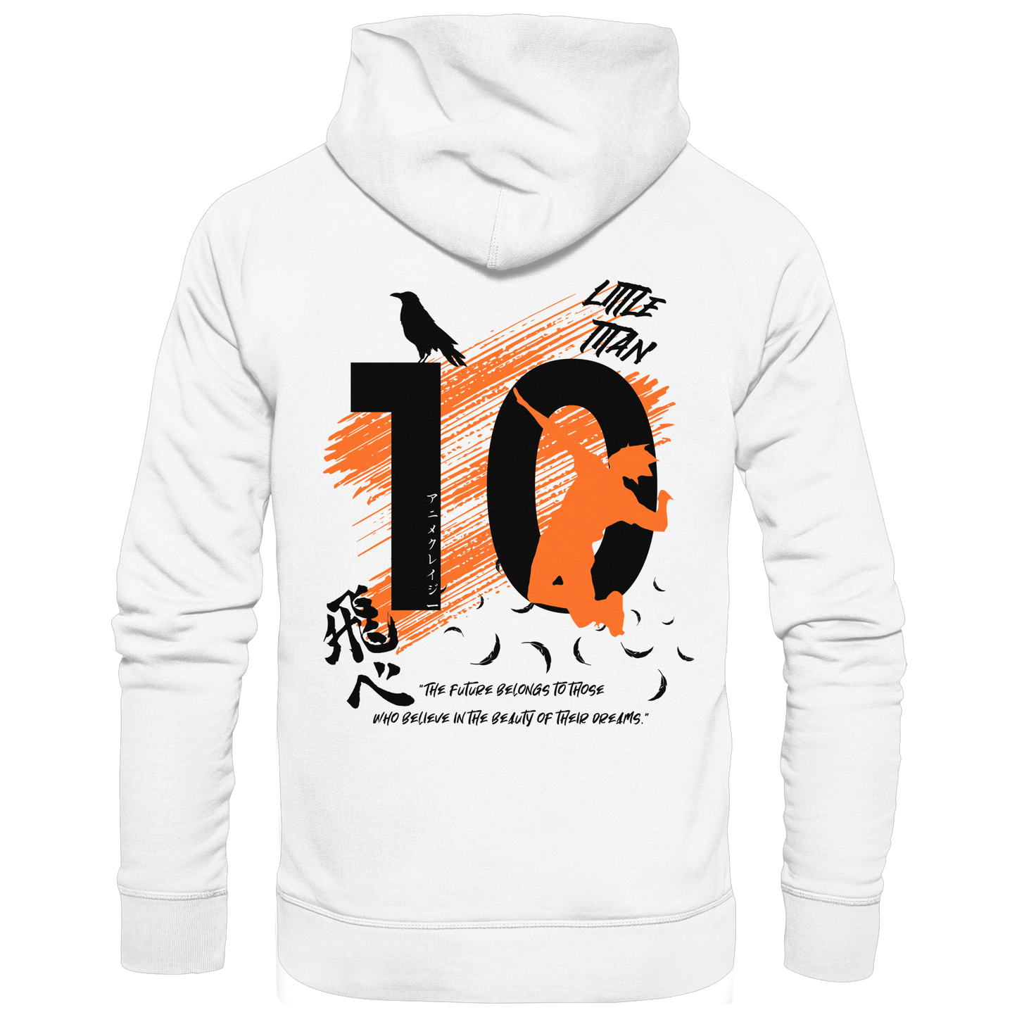 "Little Titan" Back White Organic Classic Hoodie