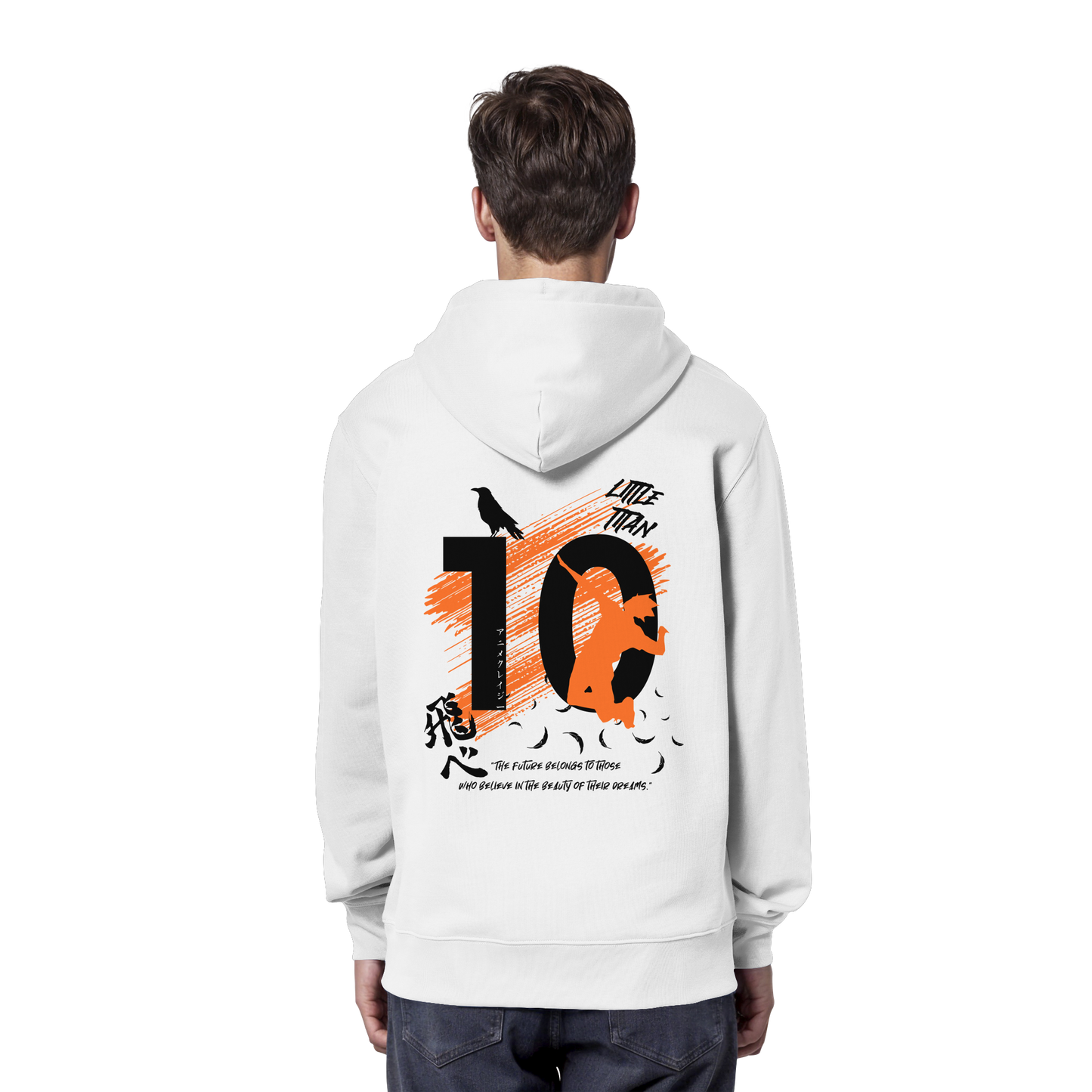 "Little Titan" Back White Organic Classic Hoodie