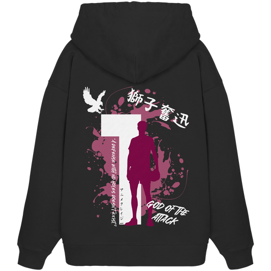 "God Of The Attack" Back Organic Oversize Hoodie