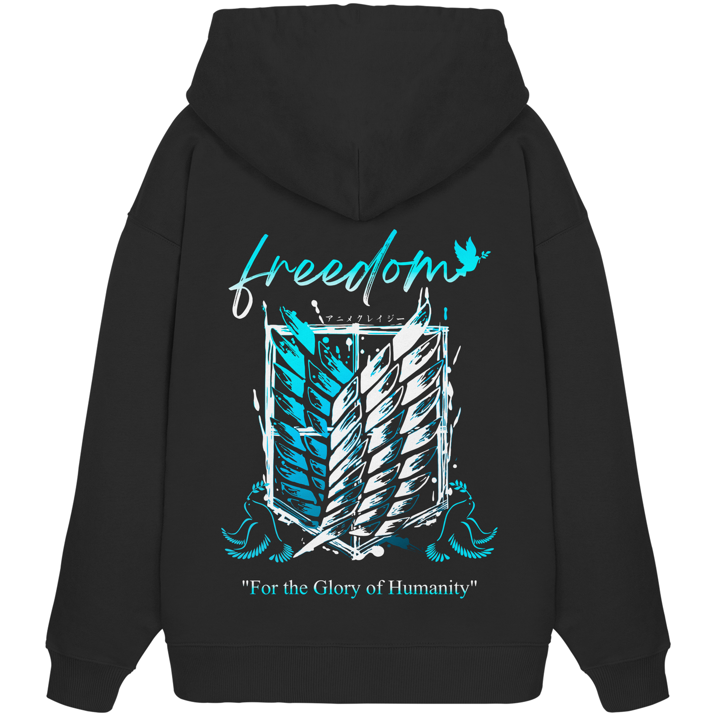 "Blue Rebellion - Wings Of Hope" Back Organic Oversize Hoodie