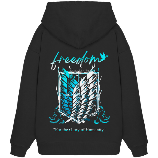 "Blue Rebellion - Wings Of Hope" Back Organic Oversize Hoodie