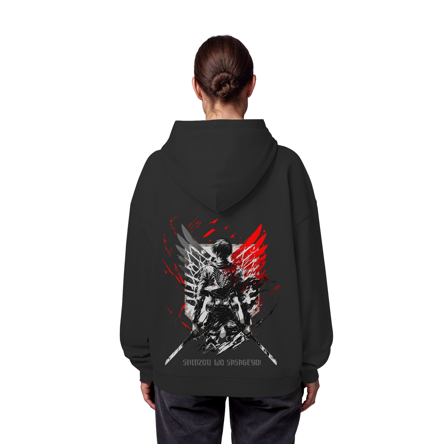 "Wings of Resolve" Back Organic Oversize Hoodie
