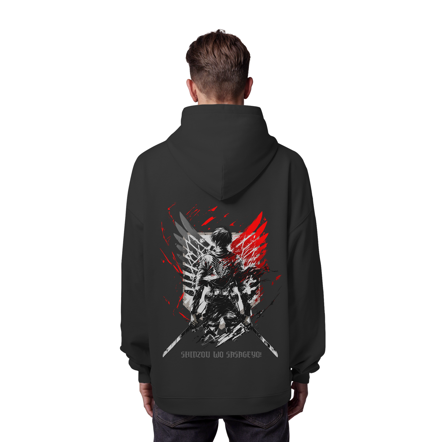 "Wings of Resolve" Back Organic Oversize Hoodie