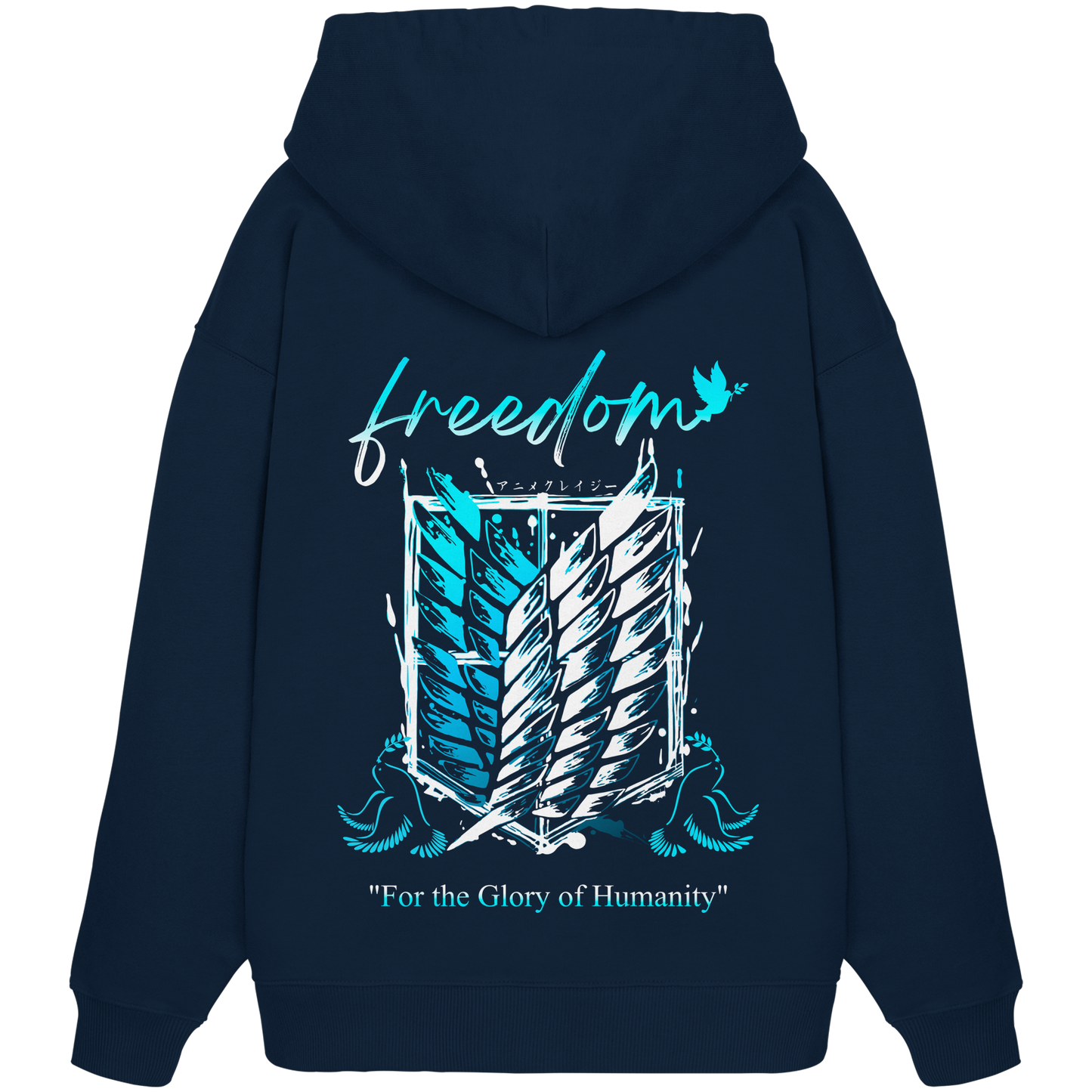 "Blue Rebellion - Wings Of Hope" Back Organic Oversize Hoodie