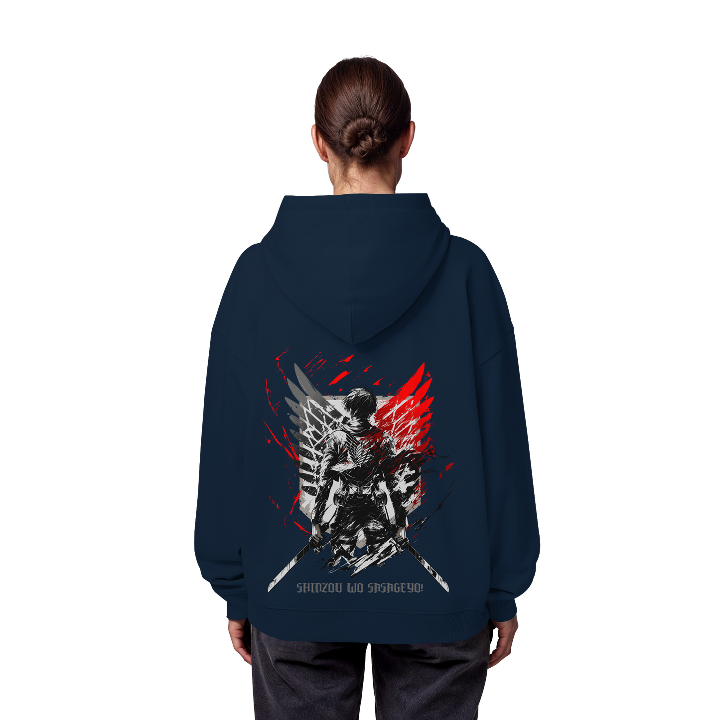 "Wings of Resolve" Back Organic Oversize Hoodie