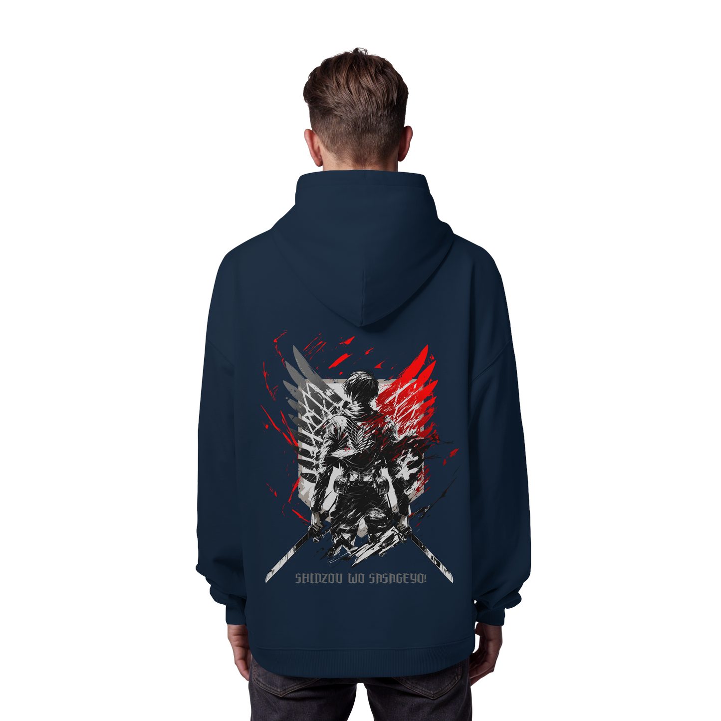 "Wings of Resolve" Back Organic Oversize Hoodie