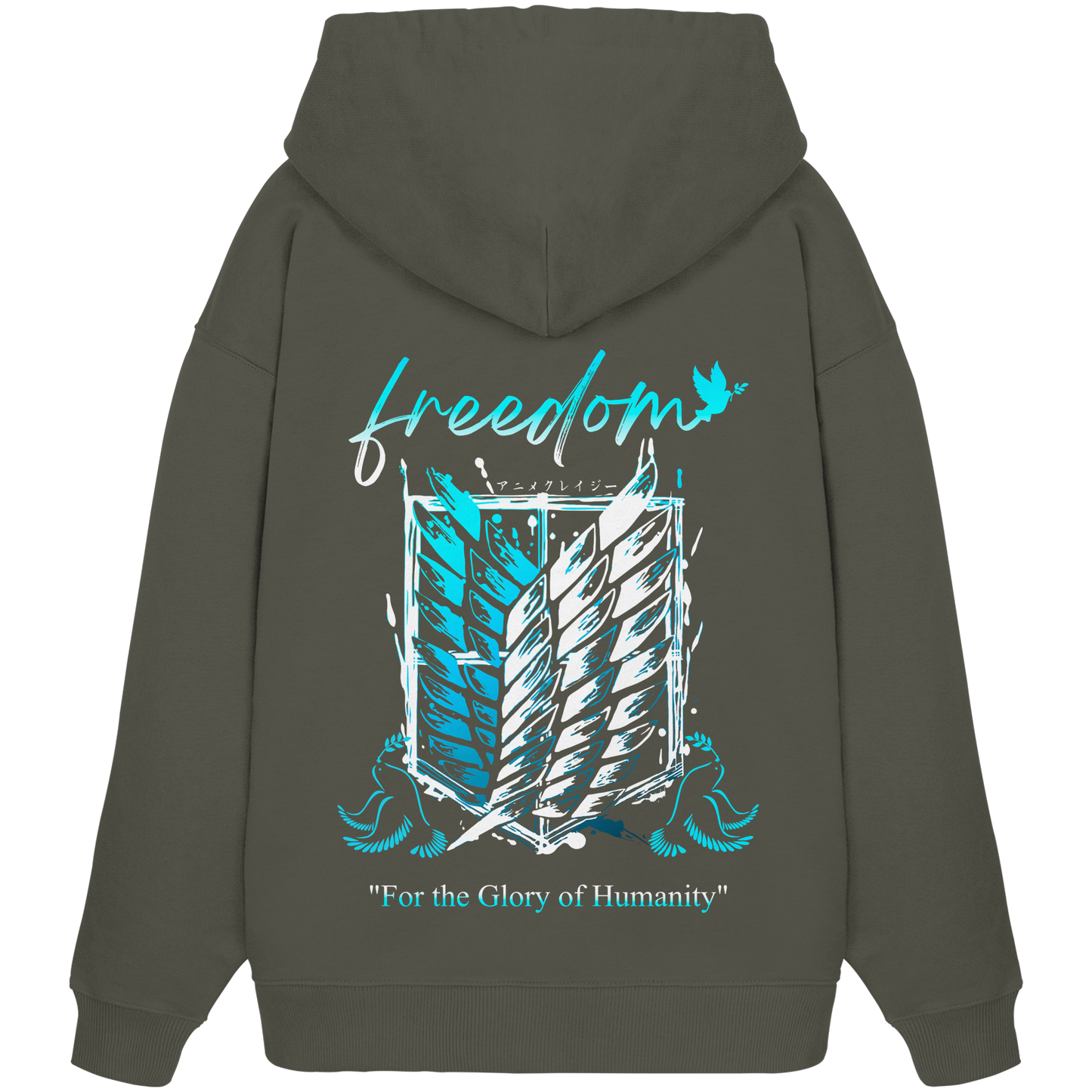 "Blue Rebellion - Wings Of Hope" Back Organic Oversize Hoodie
