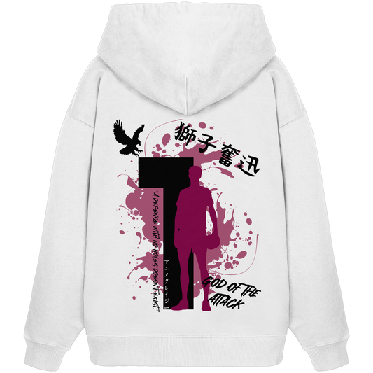 "God Of The Attack" Back Organic Oversize Hoodie