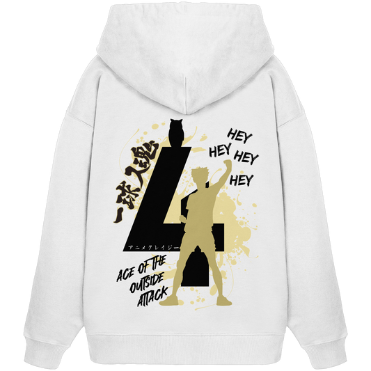 "Ace Of The Outside Attack" Back Organic Oversize Hoodie