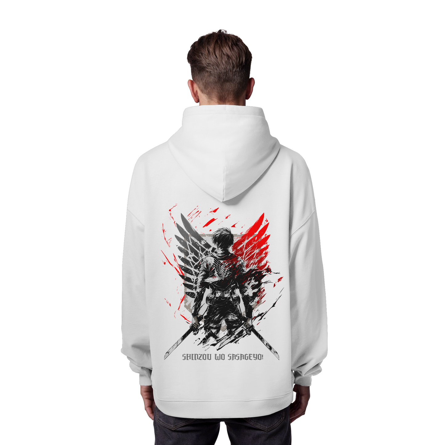"Wings of Resolve" Back Organic Oversize Hoodie