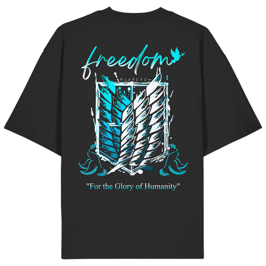 "Blue Rebellion - Wings Of Hope" Back Organic Oversized Shirt