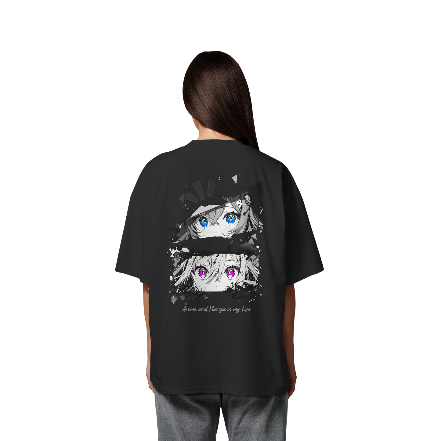 "Anime Eyes" Back - Organic Oversize Shirt