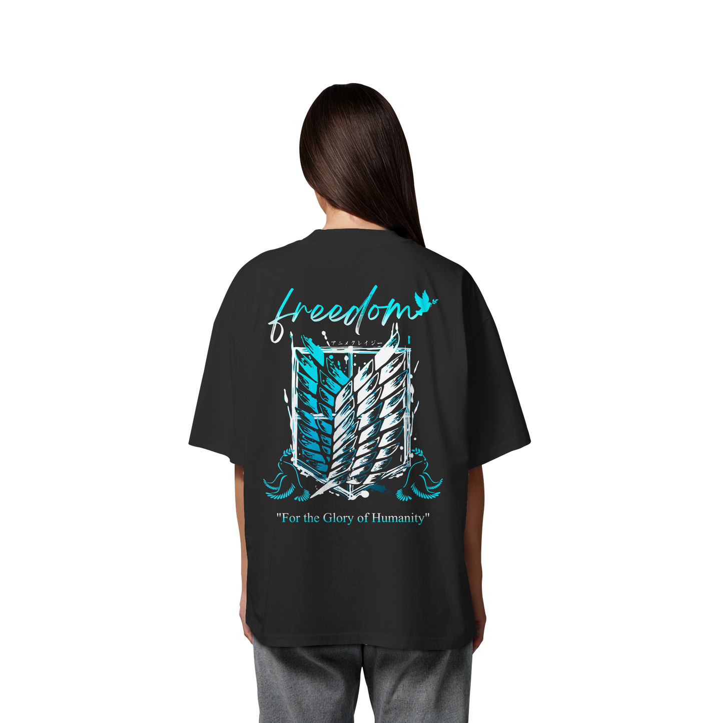 "Blue Rebellion - Wings Of Hope" Back Organic Oversized Shirt