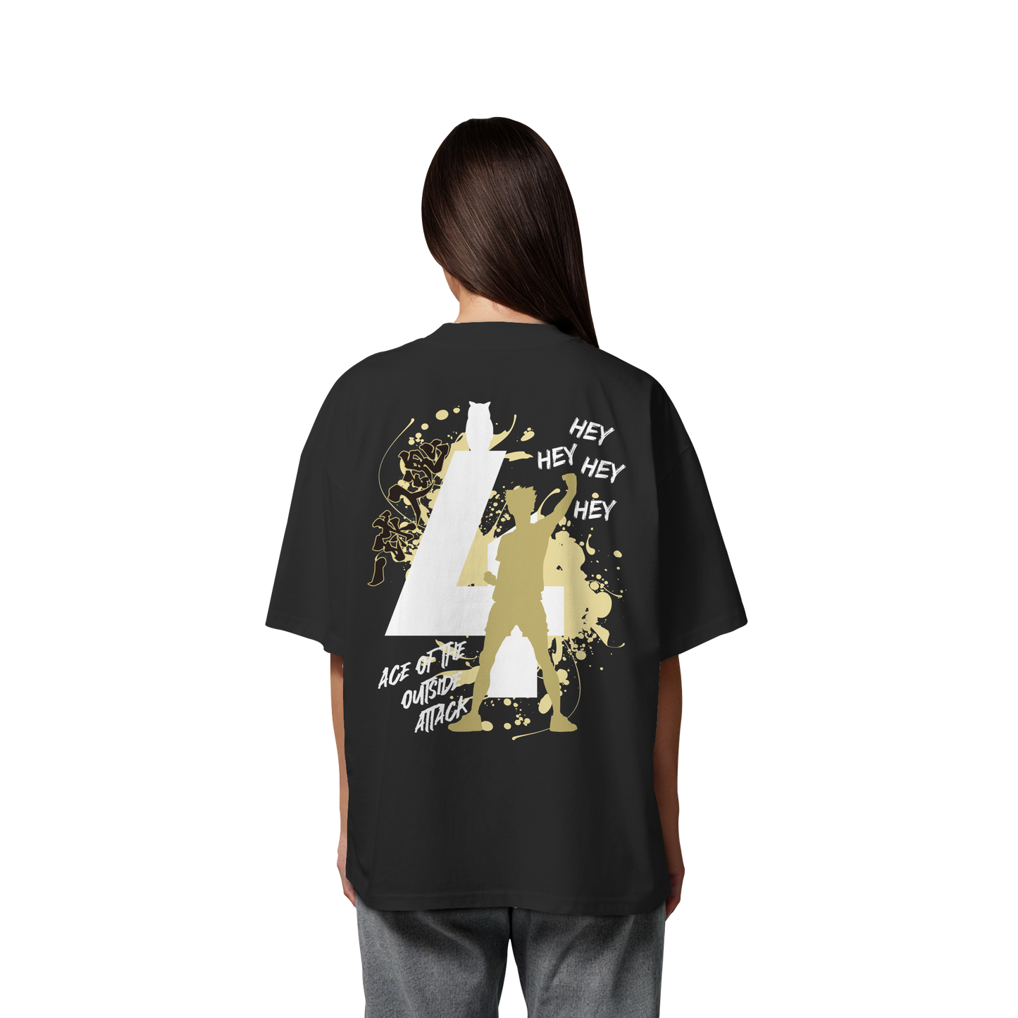 "Ace Of The Outside Attack" Back Organic Oversize Shirt