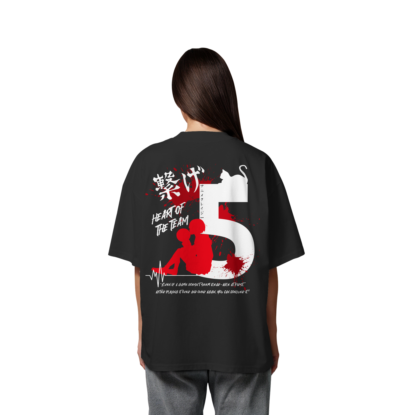 "Heart Of The Team" Back Organic Oversize Shirt