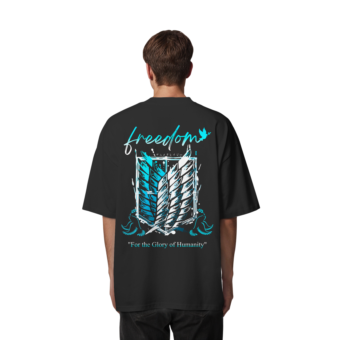 "Blue Rebellion - Wings Of Hope" Back Organic Oversized Shirt
