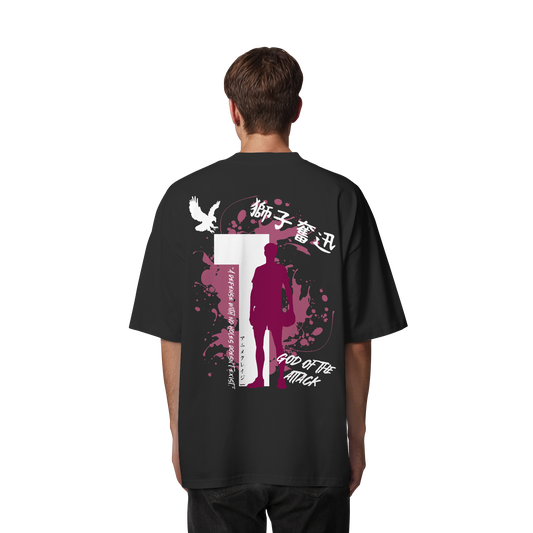 "God Of The Attack" Back Organic Oversize Shirt