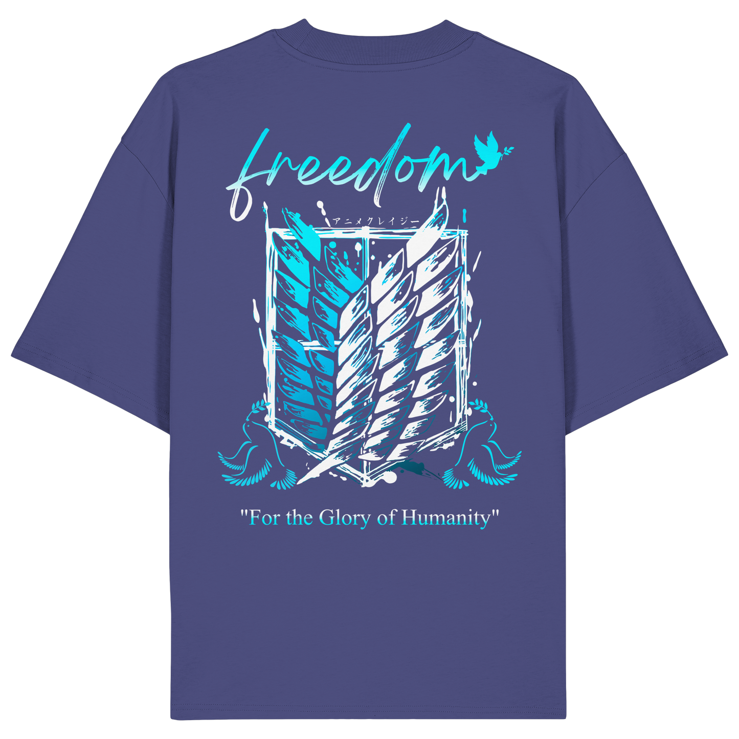 "Blue Rebellion - Wings Of Hope" Back Organic Oversized Shirt