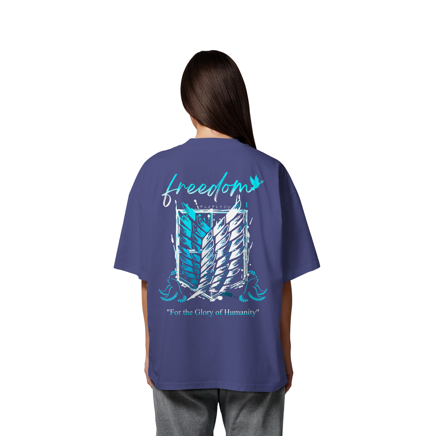 "Blue Rebellion - Wings Of Hope" Back Organic Oversized Shirt