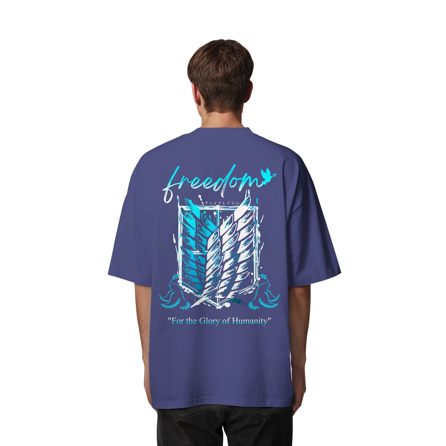 "Blue Rebellion - Wings Of Hope" Back Organic Oversized Shirt