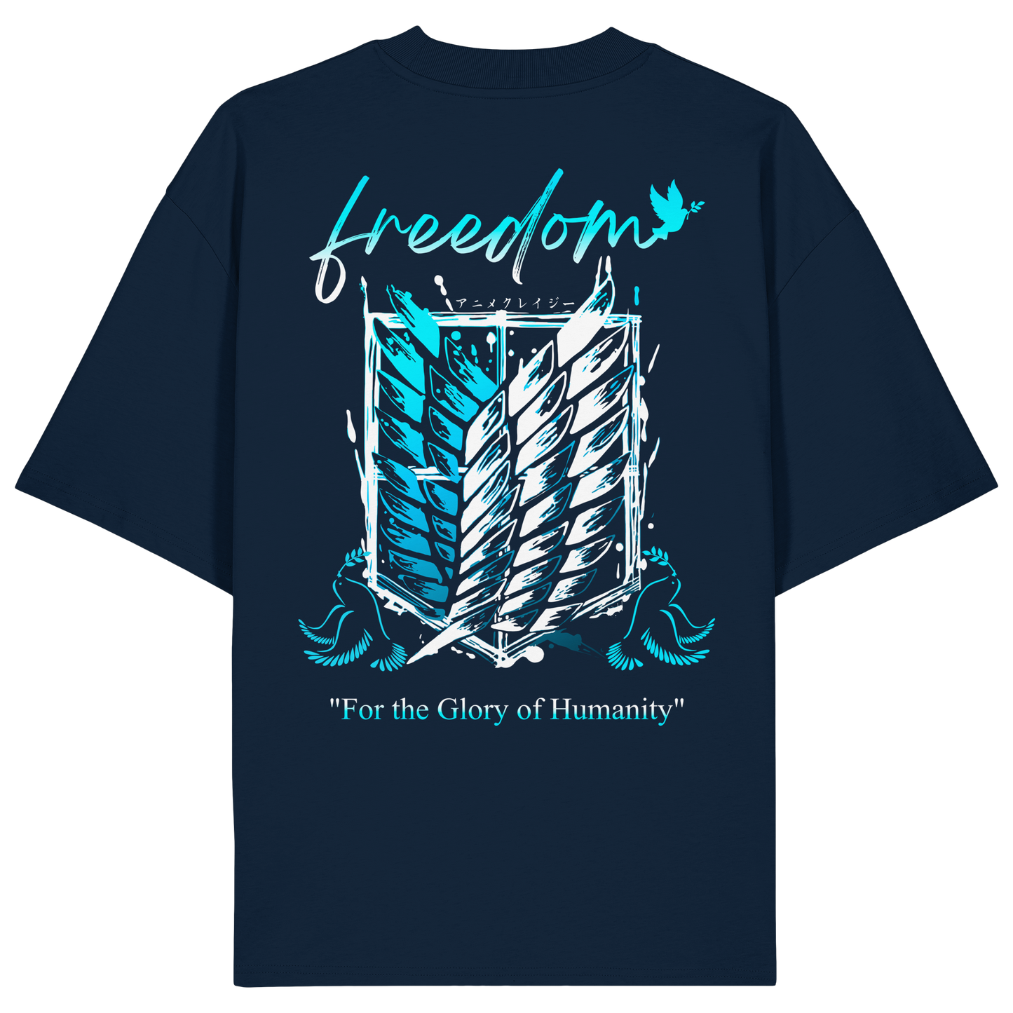 "Blue Rebellion - Wings Of Hope" Back Organic Oversized Shirt