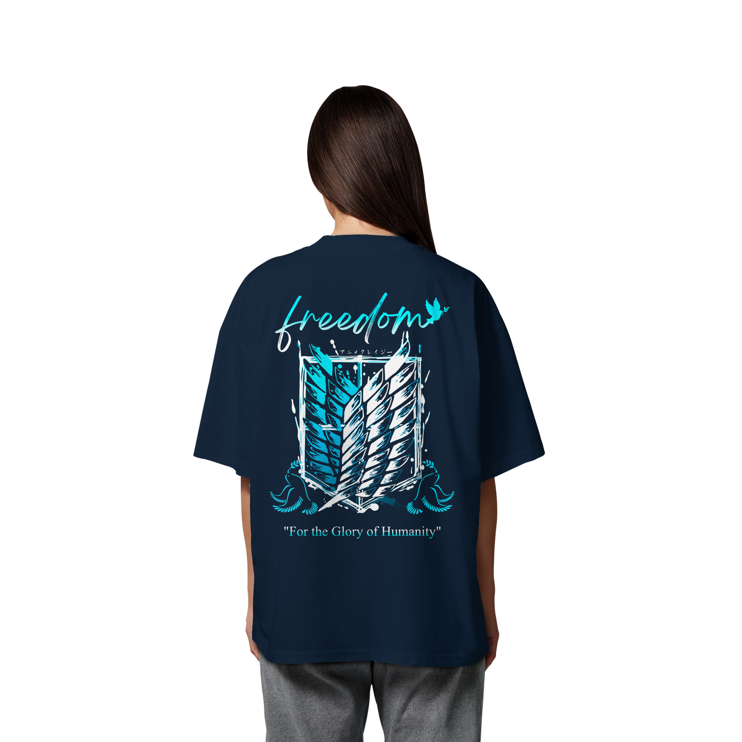 "Blue Rebellion - Wings Of Hope" Back Organic Oversized Shirt