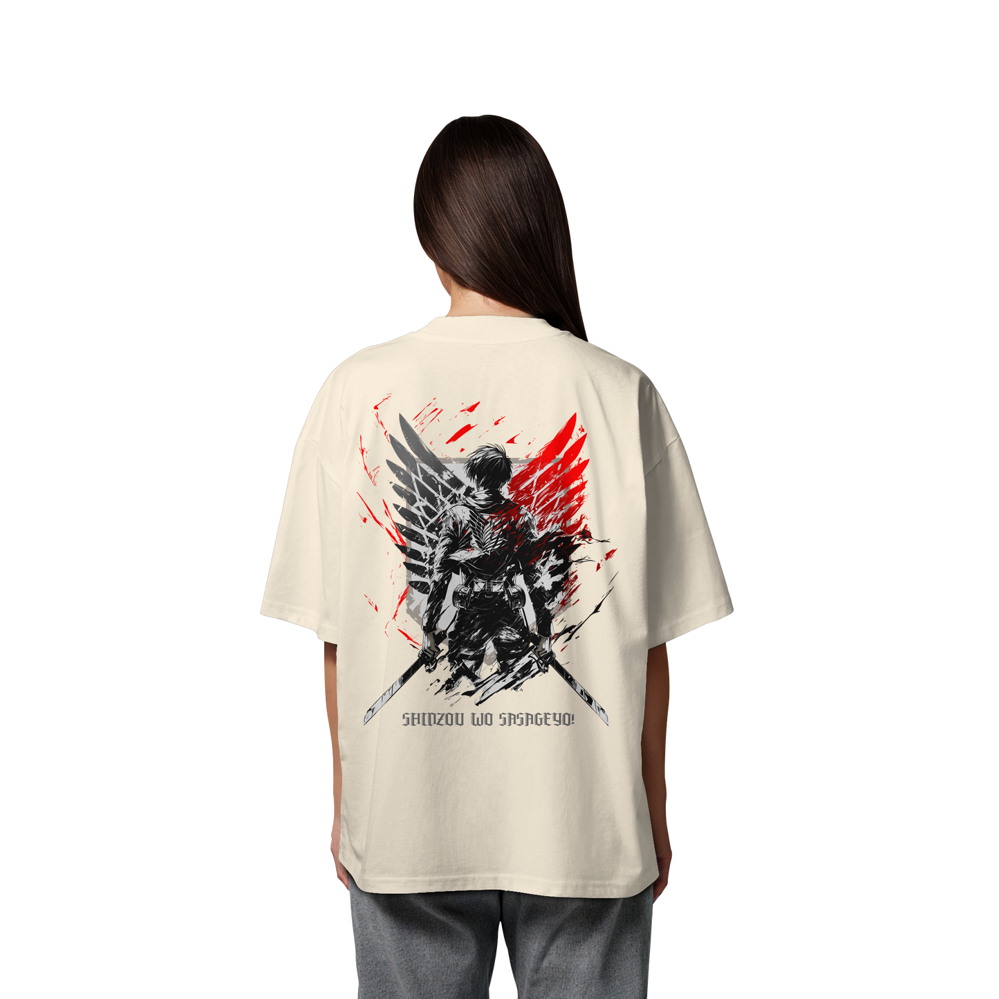 "Wings of Resolve" Back Organic Oversized Shirt