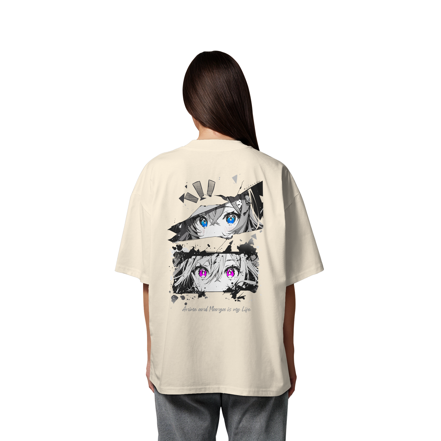 "Anime Eyes" Back - Organic Oversize Shirt