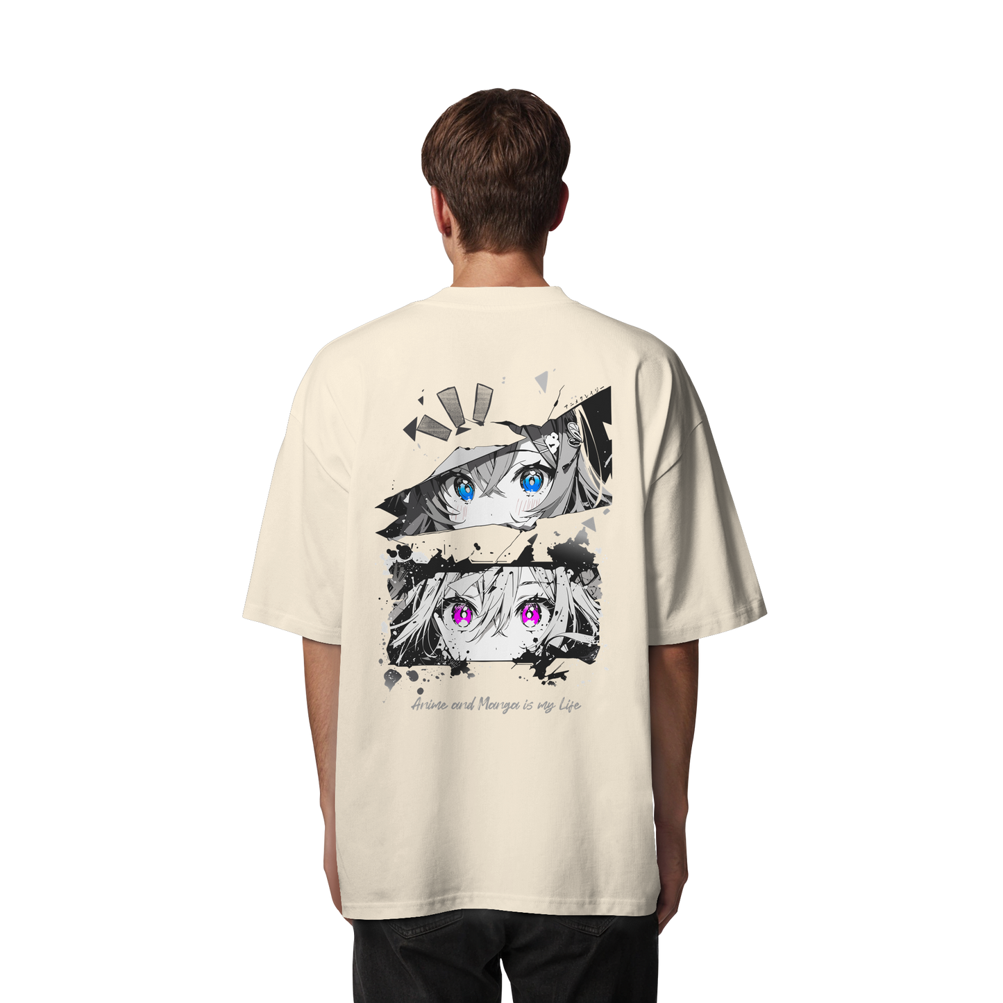 "Anime Eyes" Back - Organic Oversize Shirt