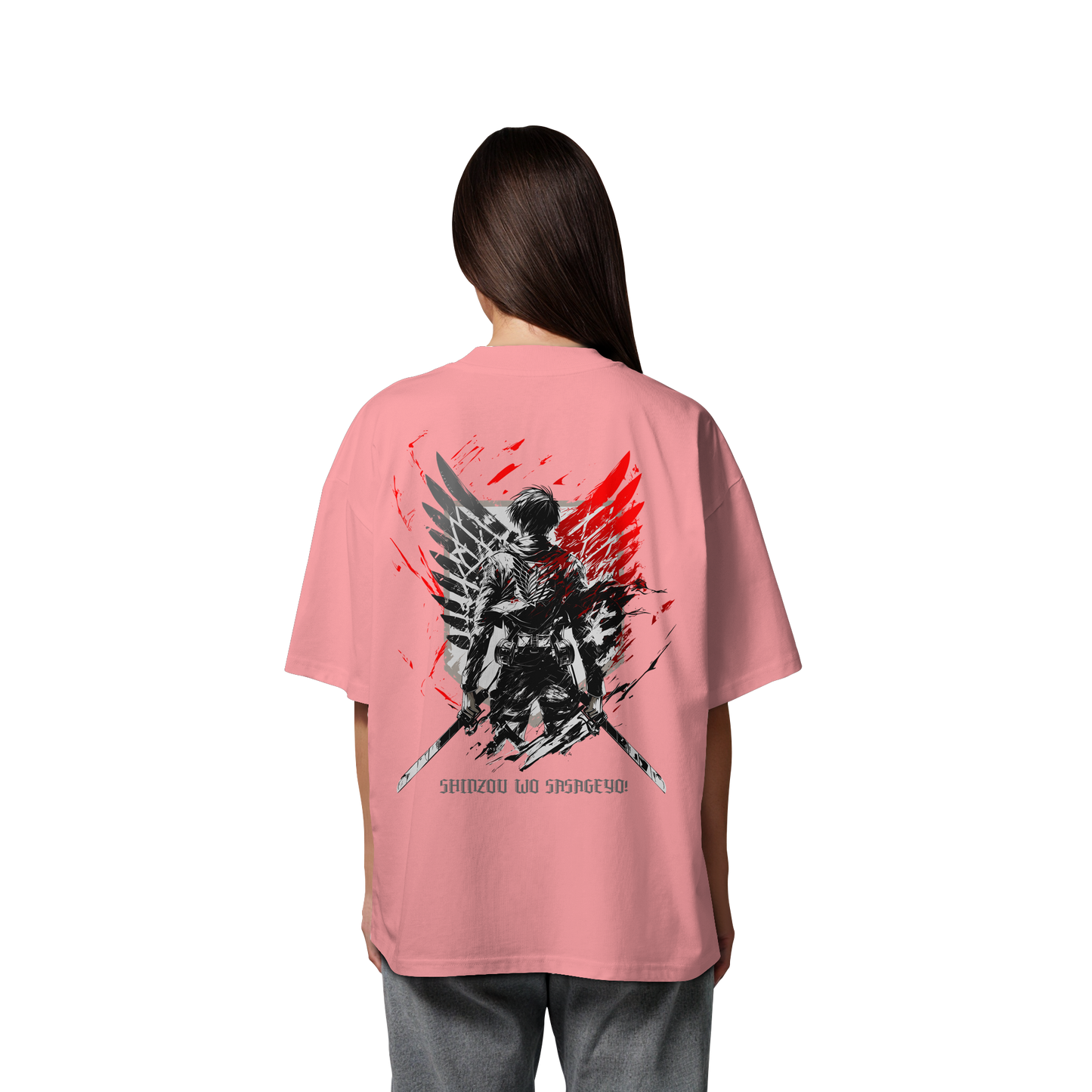 "Wings of Resolve" Back Organic Oversized Shirt
