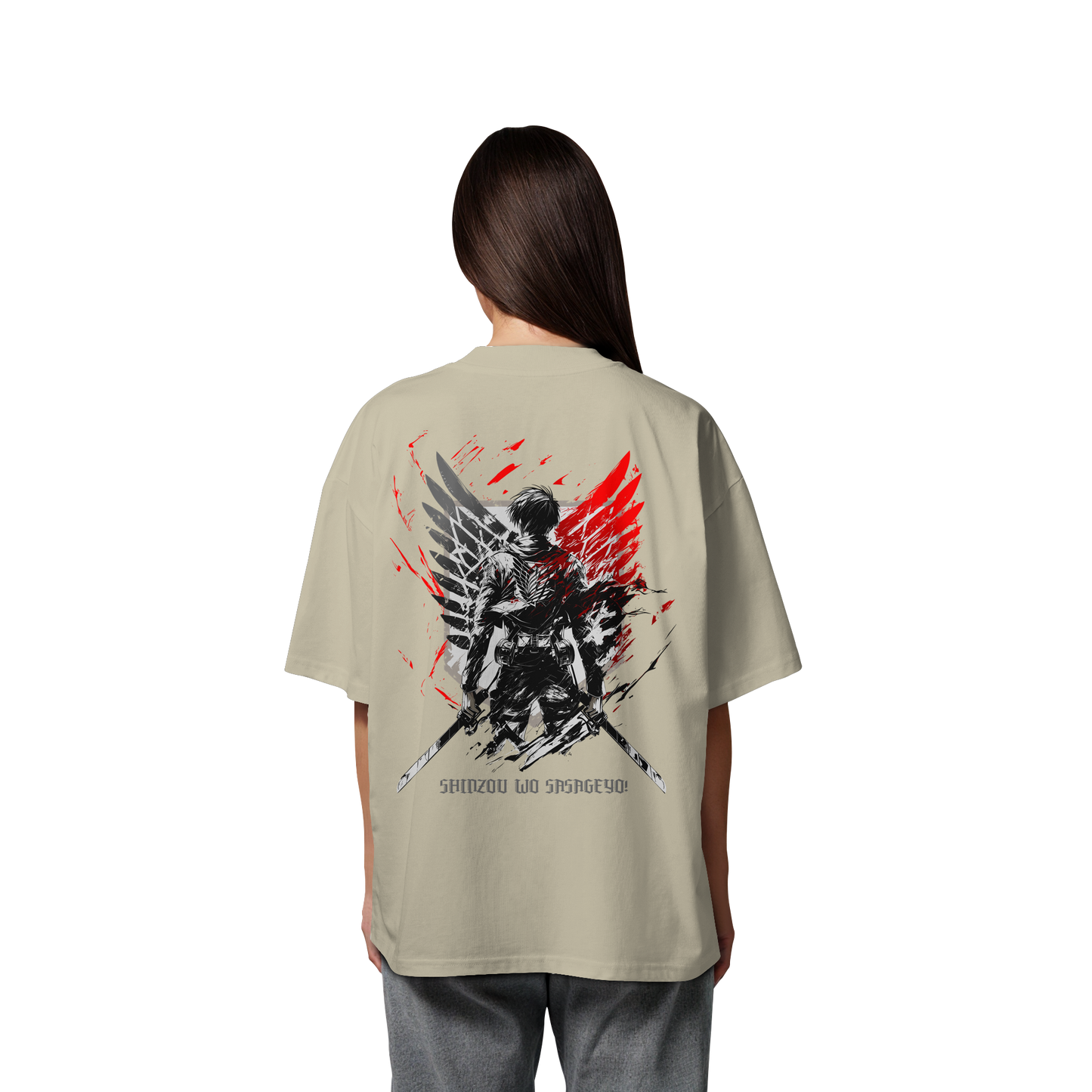 "Wings of Resolve" Back Organic Oversized Shirt