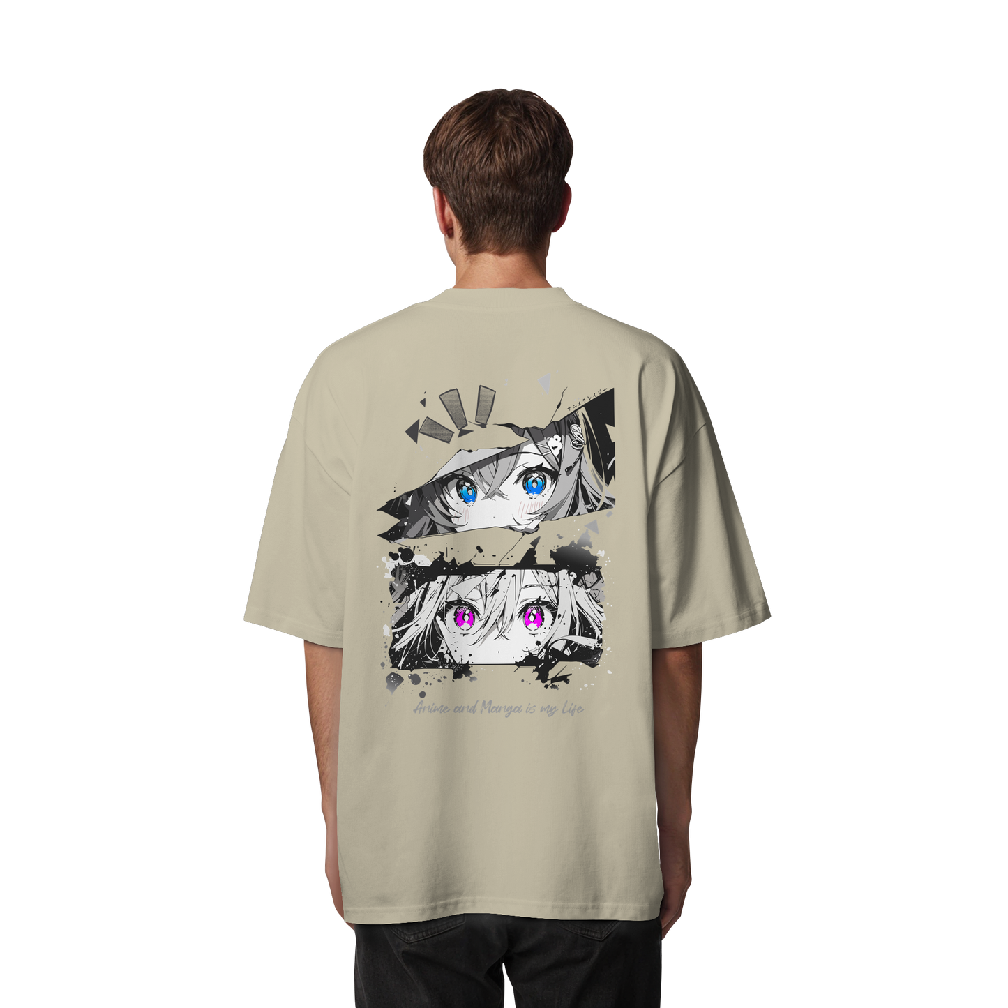 "Anime Eyes" Back - Organic Oversize Shirt
