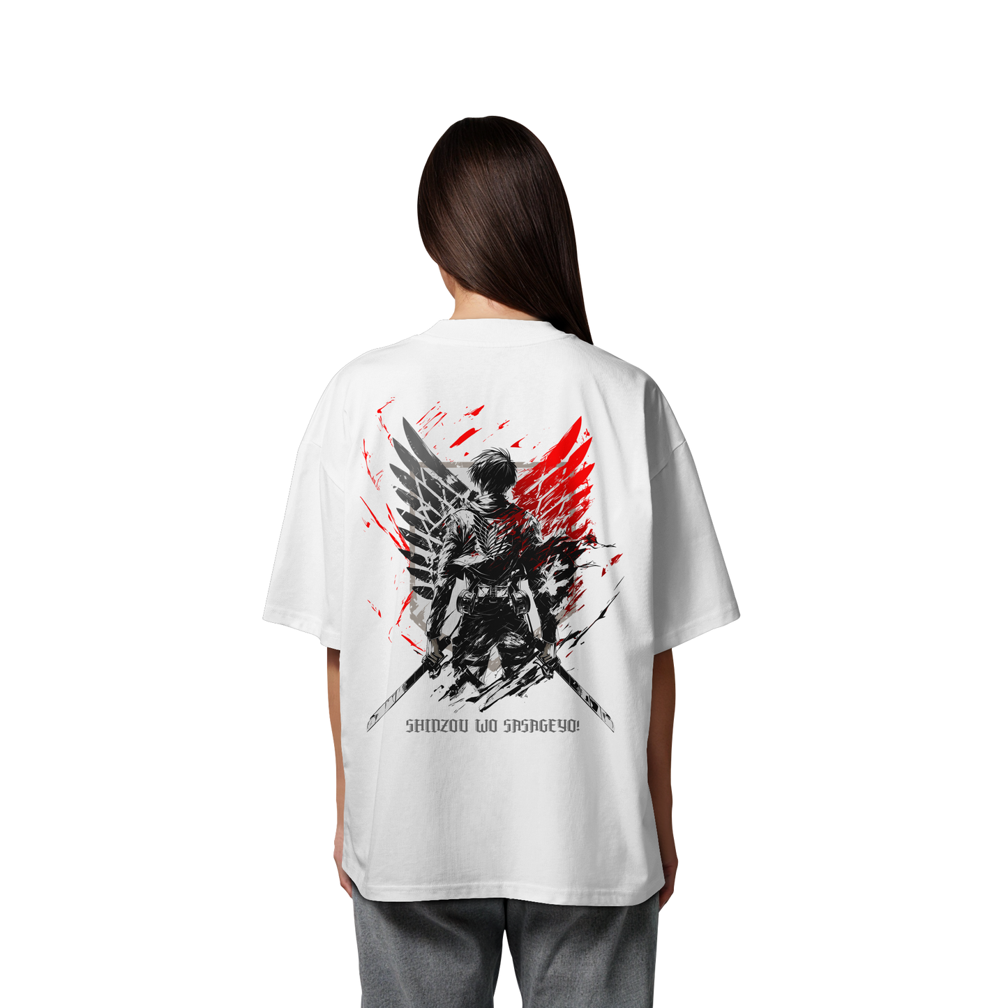 "Wings of Resolve" Back Organic Oversized Shirt
