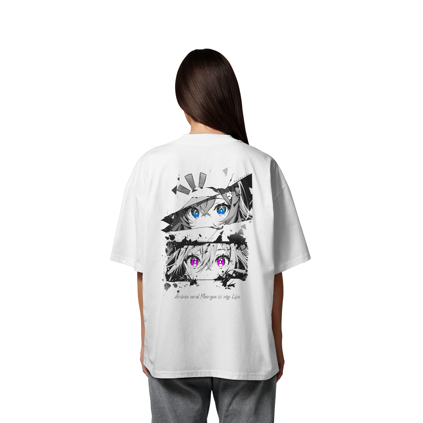"Anime Eyes" Back - Organic Oversize Shirt