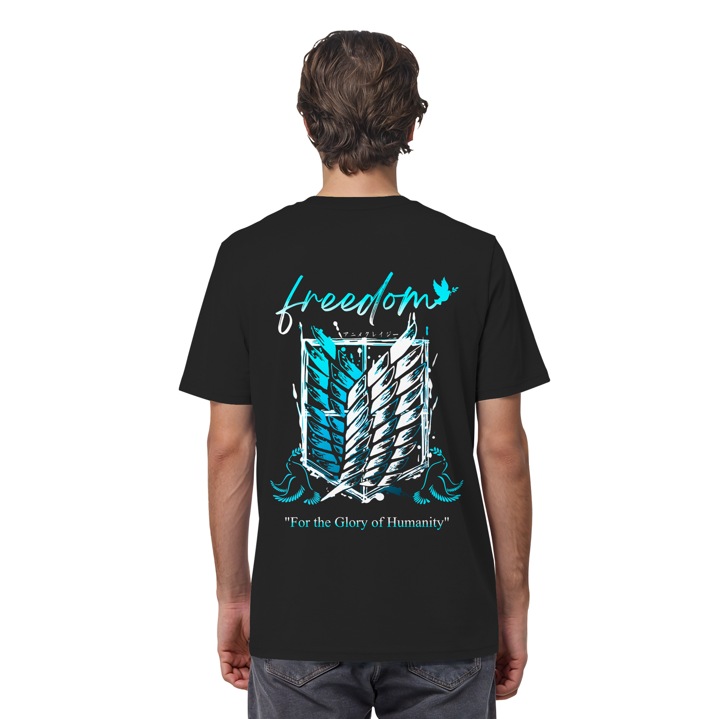 "Blue Rebellion - Wings Of Hope" Back Organic Regular Shirt