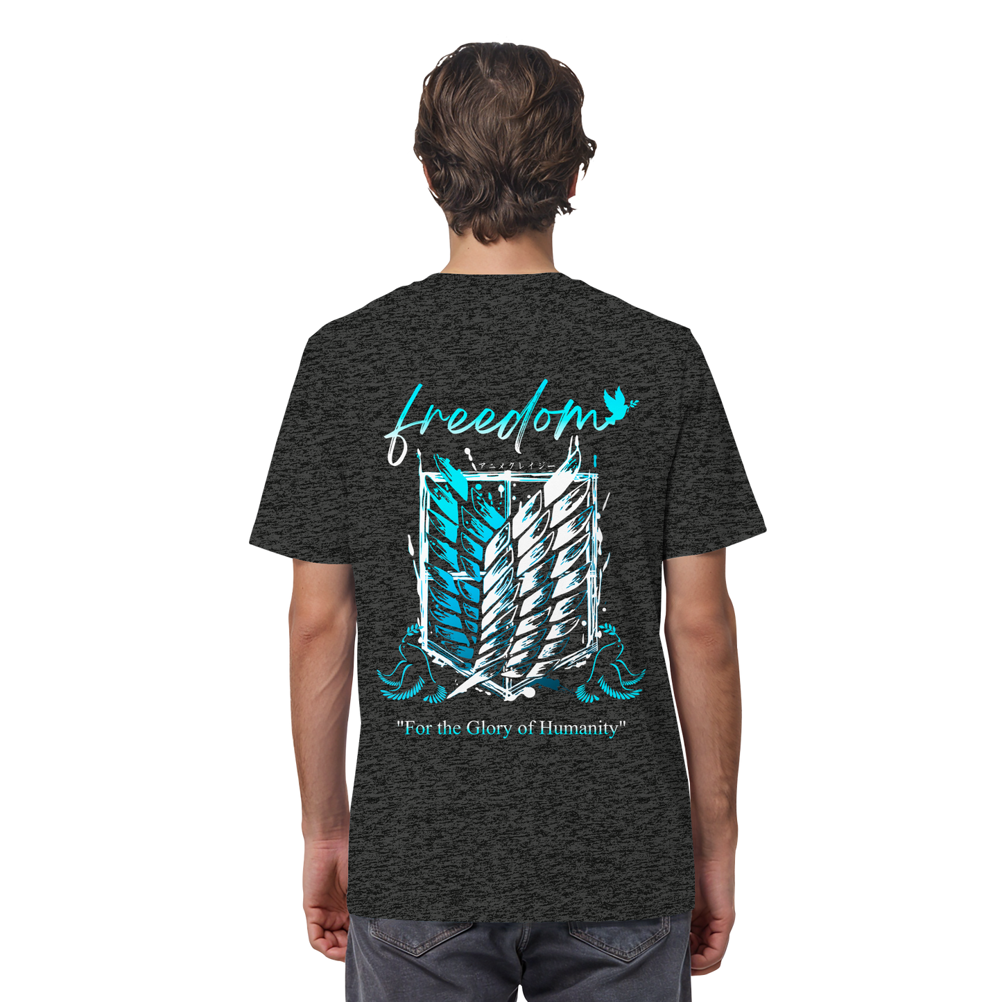 "Blue Rebellion - Wings Of Hope" Back Organic Regular Shirt