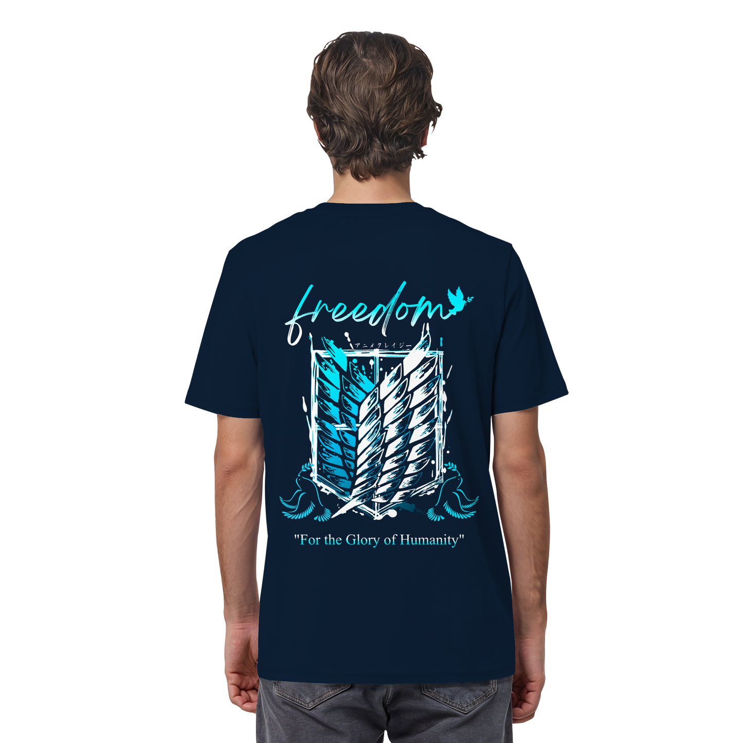 "Blue Rebellion - Wings Of Hope" Back Organic Regular Shirt