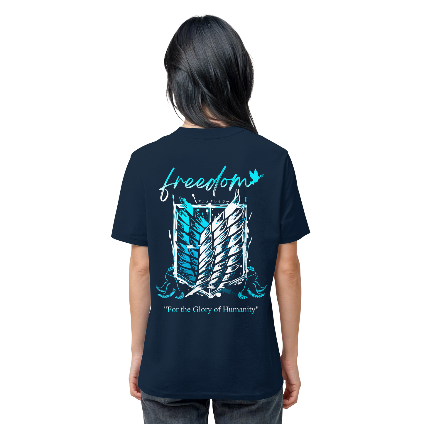 "Blue Rebellion - Wings Of Hope" Back Organic Regular Shirt