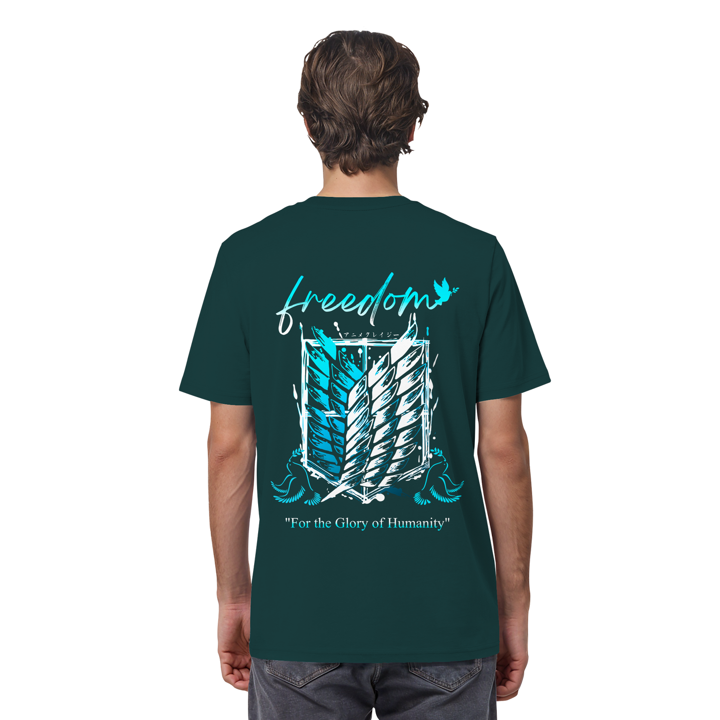 "Blue Rebellion - Wings Of Hope" Back Organic Regular Shirt