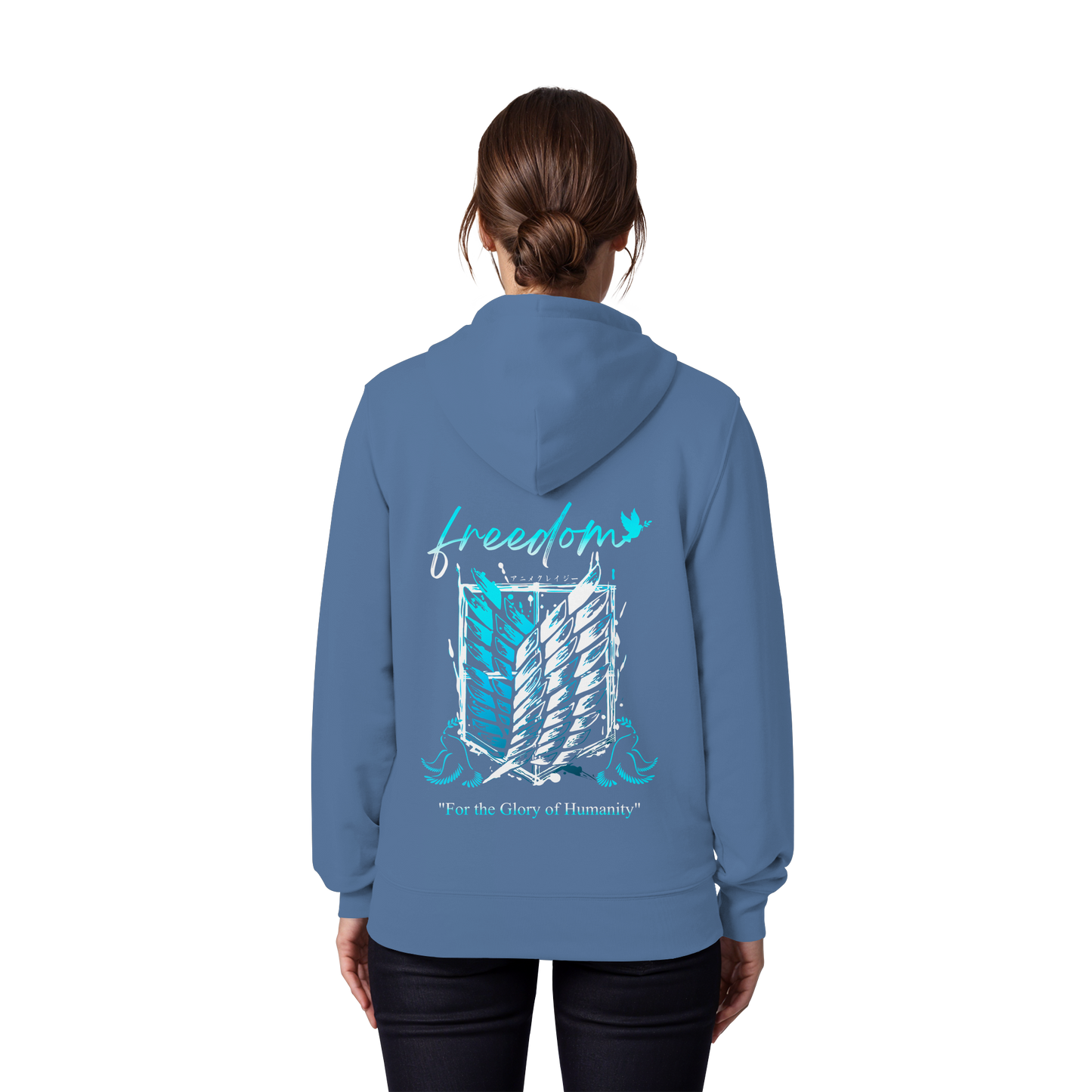 "Blue Rebellion - Wings Of Hope" Back Organic Zipper