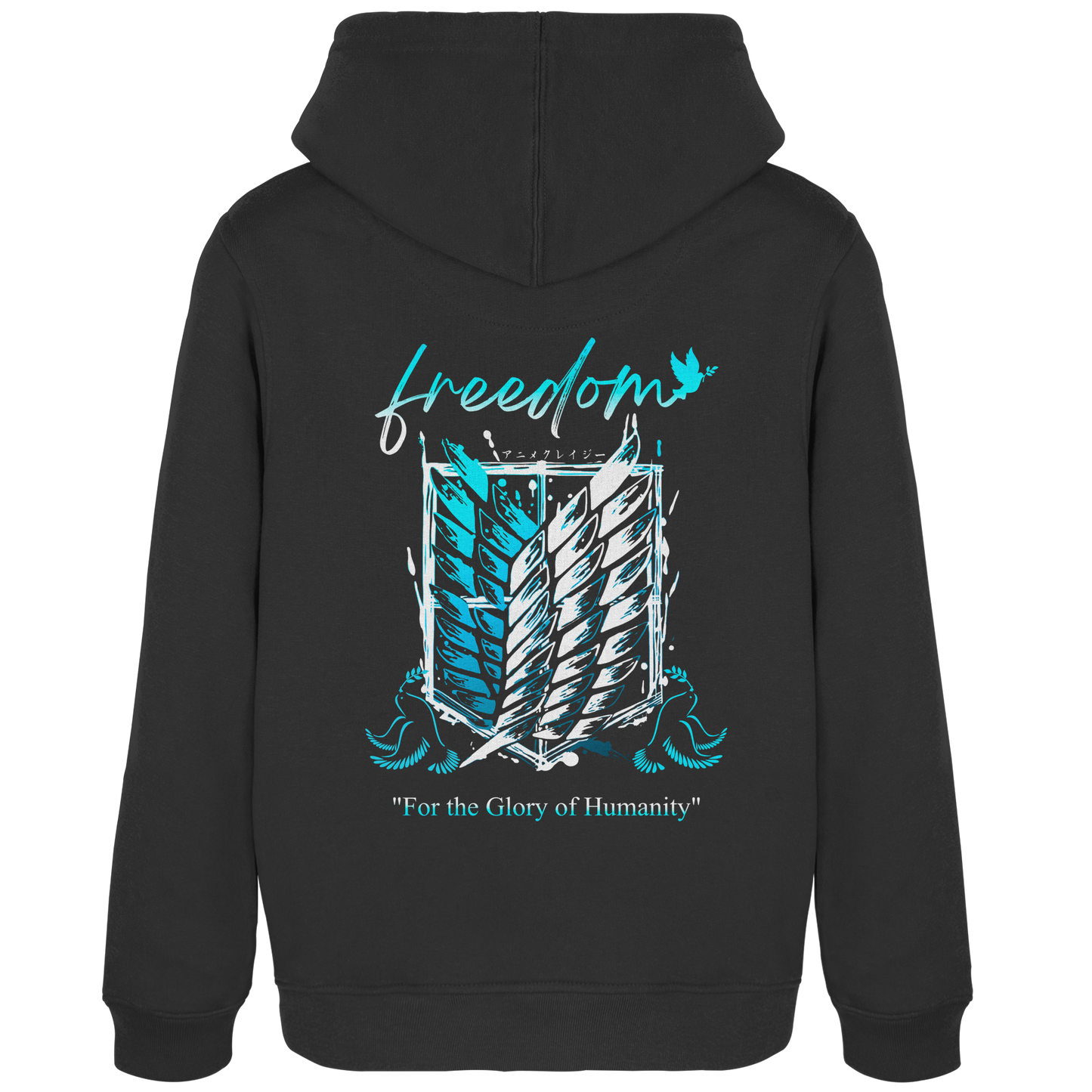 "Blue Rebellion - Wings Of Hope" Back Women Organic Hoodie