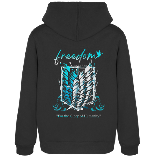 "Blue Rebellion - Wings Of Hope" Back Women Organic Hoodie