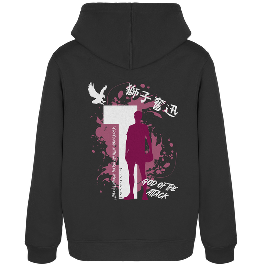 "God Of The Attack" Back Black Women Organic Hoodie